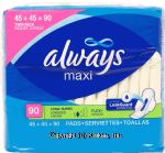 Always  Maxi pads, long, super; 2 45-count packs Center Front Picture